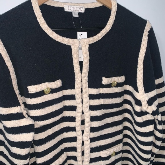 NWT J Crew Odette Sweater Lady Jacket in a Striped Bouclé Fabric Size XL - Picture 3 of 7